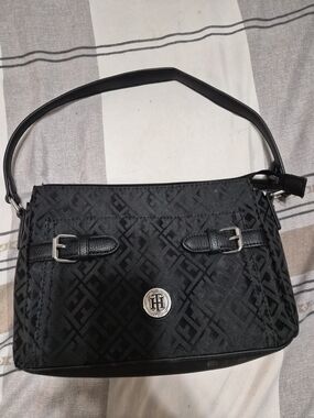 Tommy Hilfiger Black Jacquard Shoulder Bag